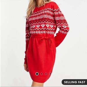 ASOS Red Patterned Knit Dress